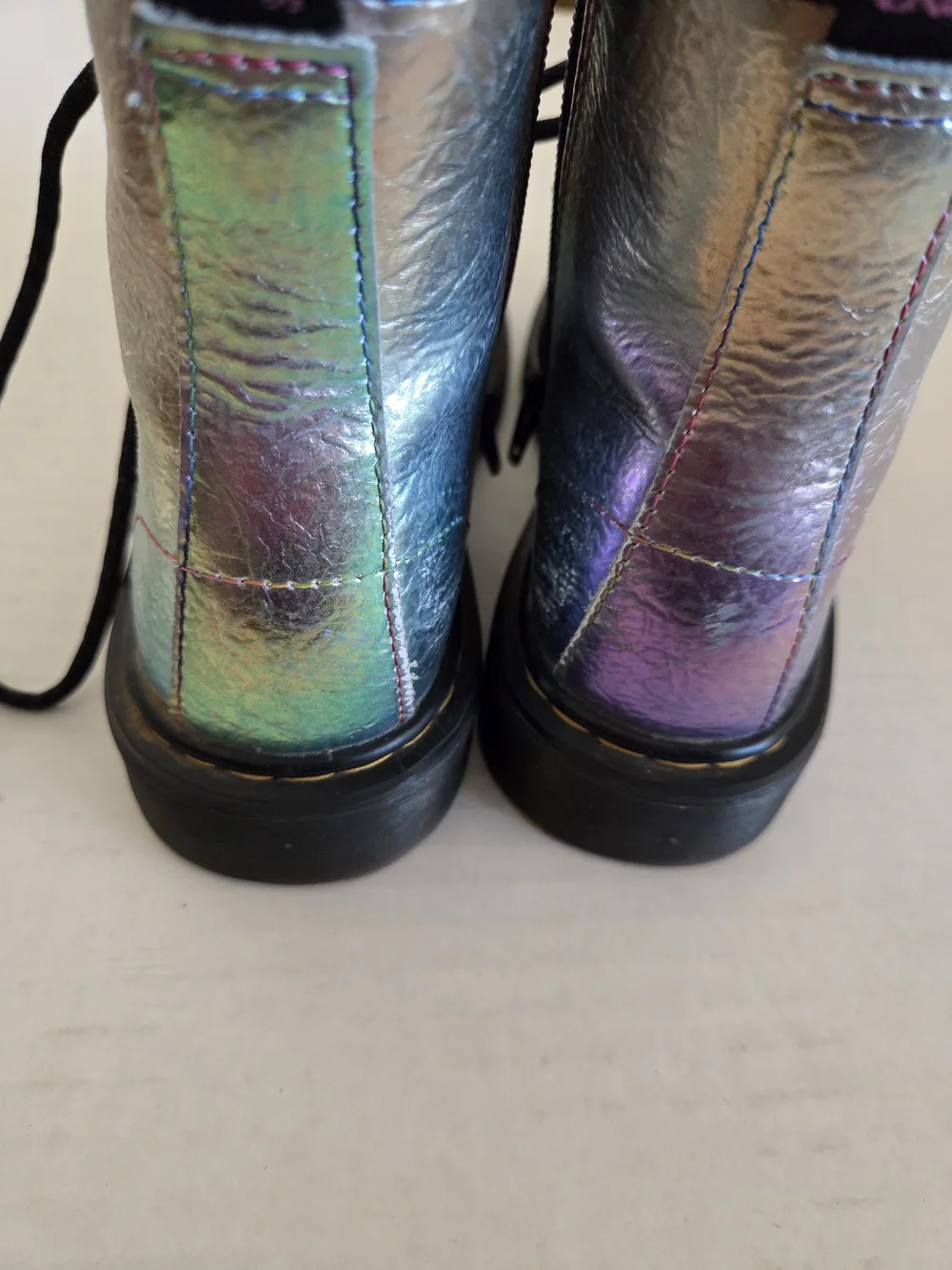 Kids Iridescent Rainbow Crinkle Dr Marten